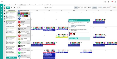 Calendar view by role of your staff, teams and crews