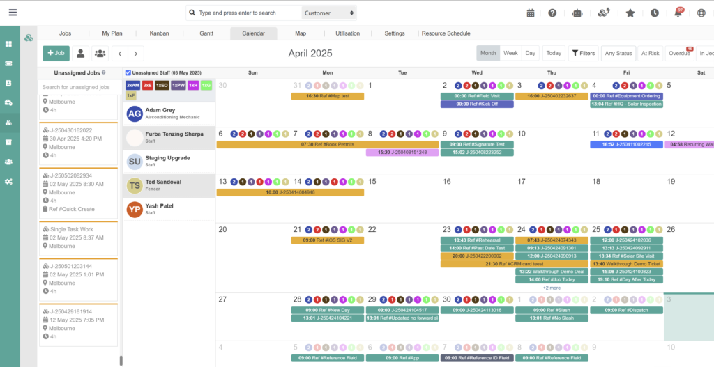 Drag-and-drop real-time field service scheduling and dispatch board in Dusk FSM